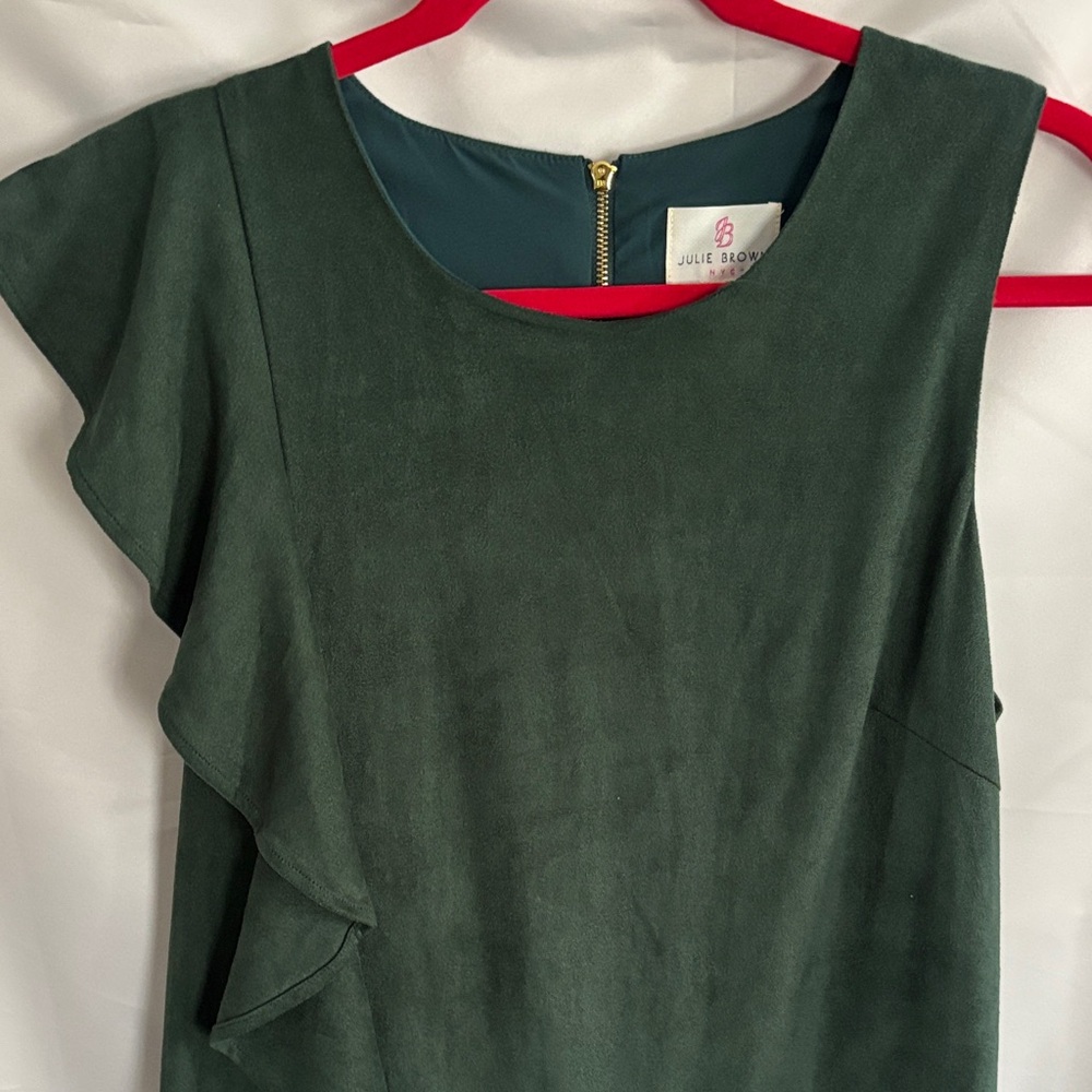 Julie Brown NYC Elegant Green Ruffle Dress - Picture 3 of 10